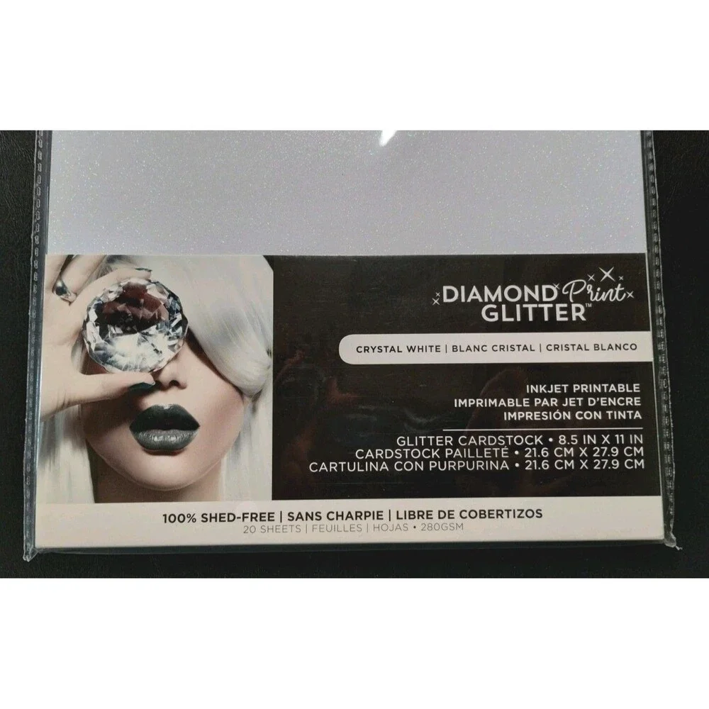 Harmony Paper Inkjet Printable Glitter Paper, Crystal White, 8.5